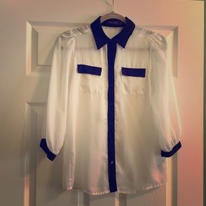 Black and White Collared Blouse